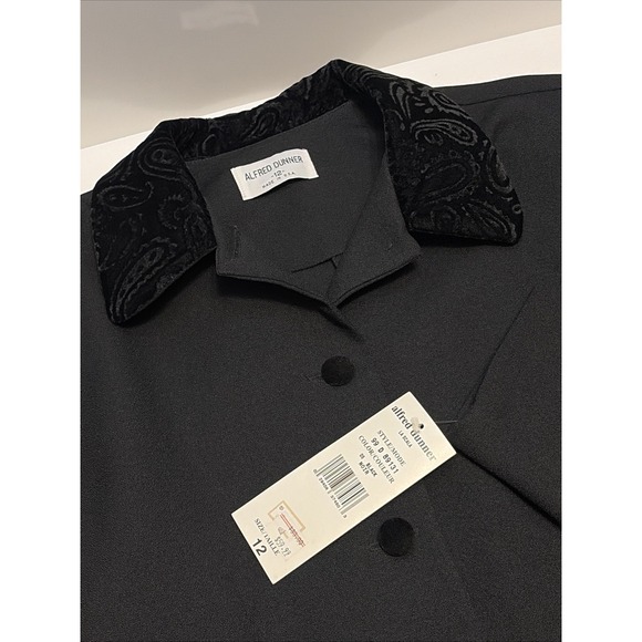 Alfred Dunner Jackets & Blazers - NWT VTG Alfred Dunner Women's Size 12 Blazer Jacket Black Contrast Collar USA